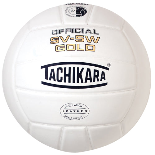 Tachikara SV5W Gold Leather Volleyball - White
