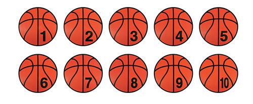Numbered Poly Basketball Spots (Set of 10)