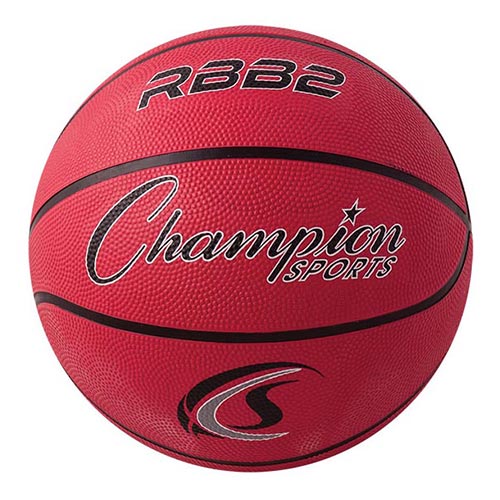 Champion Sports Rubber Basketballs - Junior 27.5 - Size 5 - Red