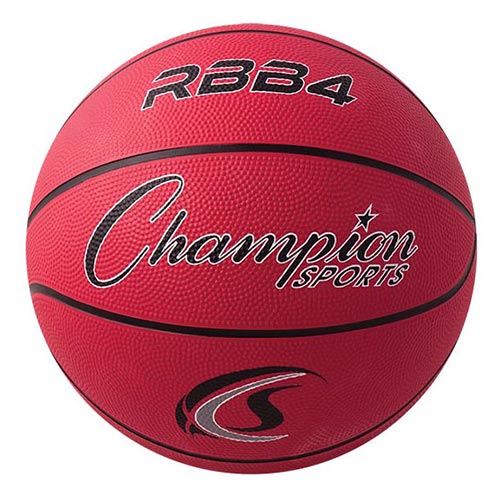 Champion Sports Rubber Basketballs - Intermediate 28.5 - Size 6 - Red