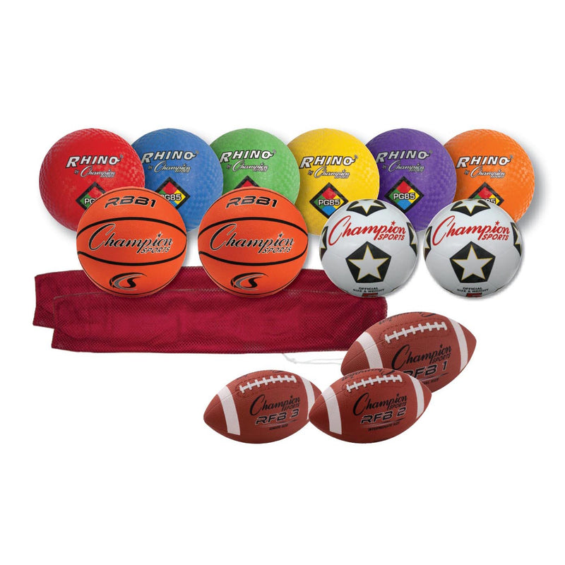 Rubber Athletic Ball Pack - 15 Pieces