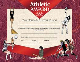 Athletic Award Certificate - Girl