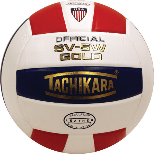 Tachikara SV5W Gold Leather Volleyball - R/W/B