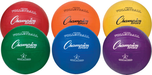 Champion Sports Colored Rubber Volleyballs - Set of 6