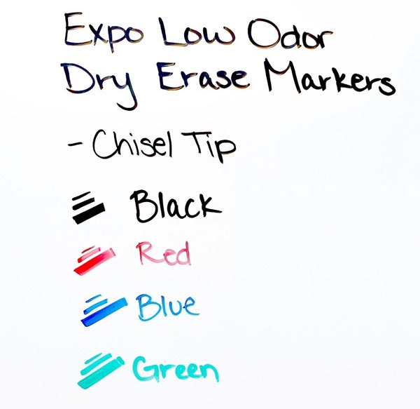 EXPO Low-Odor Dry-Erase Markers - Set of 4