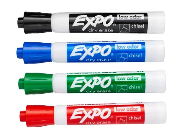 EXPO Low-Odor Dry-Erase Markers - Set of 4